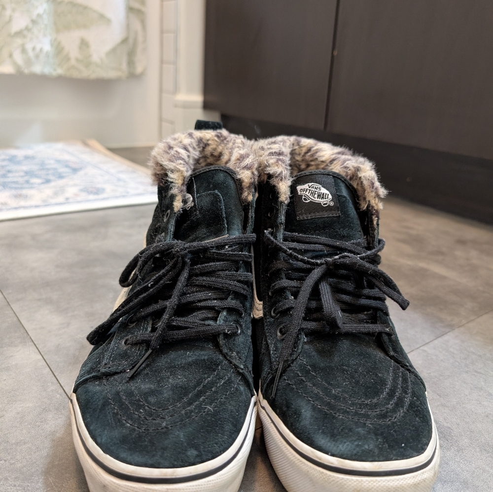 Vans SK8-Hi Platform Leopard Fur Black Sneakers